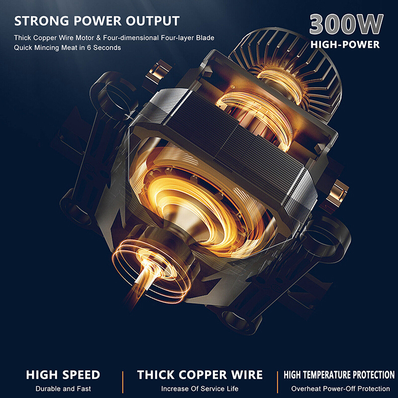 Elektrisk köttkvarn 2l stor hushållskapacitet rostfritt stål 2 växlar 300w högeffekts köksspis mixer