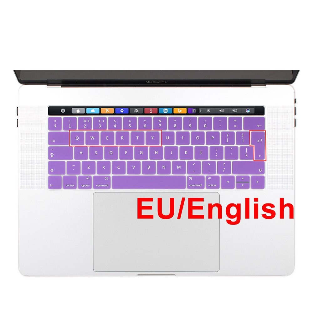 Funda para teclado europeo, Europeo, Europeo, Enter, Inglés para Macbook Pro 13 15 con barra táctil A1706 A1707: purple