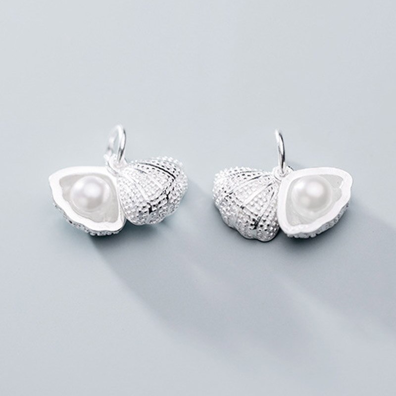 925 Sterling Zilver Elegante Vrouwen Decoratie Shell Met Parels Charms Kleine Mode Ketting Zilveren Hangers Diy Sieraden Maken