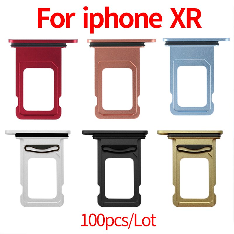 100 unids/lote Original nueva tarjeta SIM simple/Dual para iPhone XR lector conector ranura bandeja titular con anillo impermeable