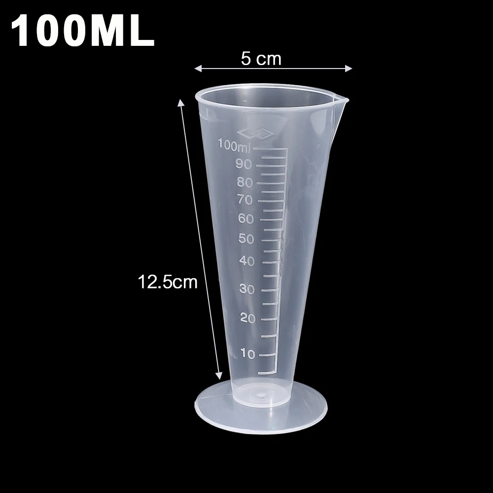 100/50ML Triangular Measuring Cup with Scale Transparent Plastic Graduated Cylinder Pour Spout Liquid Container Kitchen Bar Tool: Yellow / 50ml