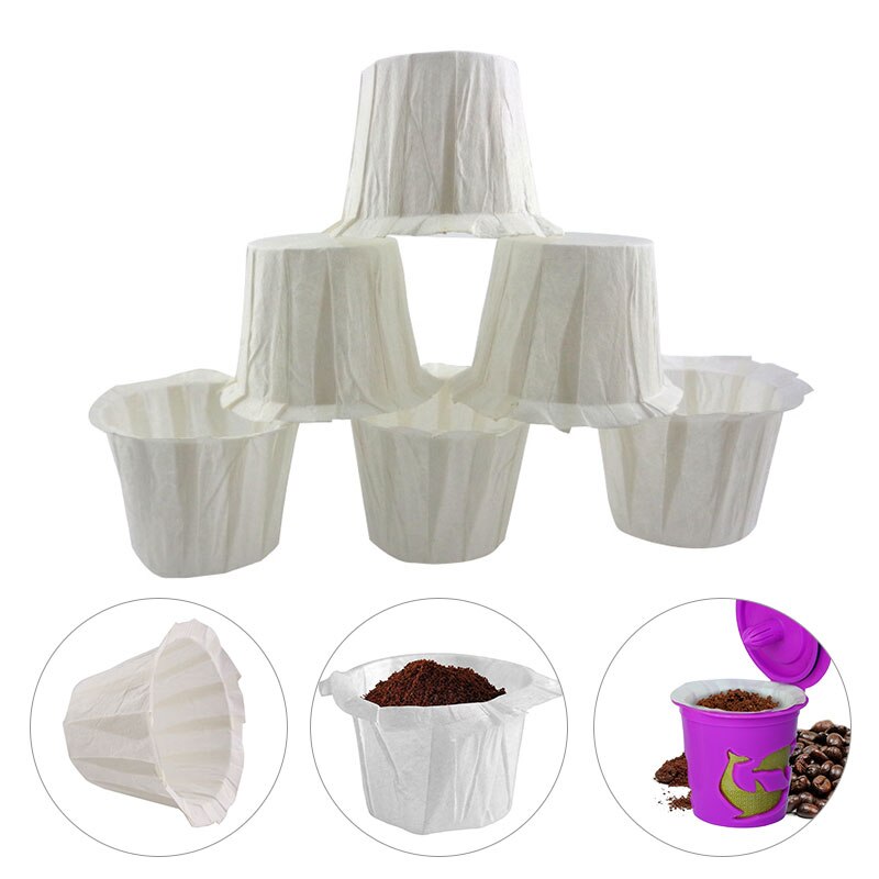 50pcs Home Kitchen Coffee Filters Disposable Paper Filters Cups Single Serving Paper Filters Cups Replacement Coffee Filters