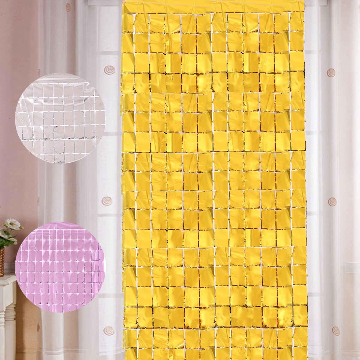 Square Rain Curtain Background Cloth Birthday Party Decorations Shimmer Wall Backdrop Wedding Party Decor Sequin Wall Background
