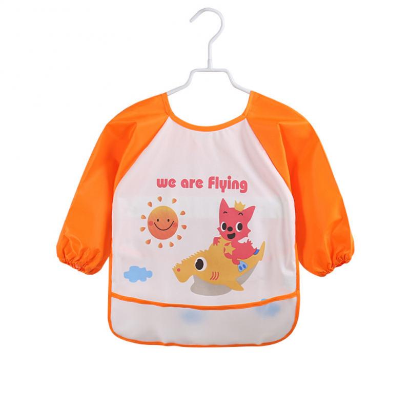 Children's Baby Kids Long Sleeve Feeding Bib Waterproof cloth overalls painting clothes Animals Art Paint Play Apron orange fox