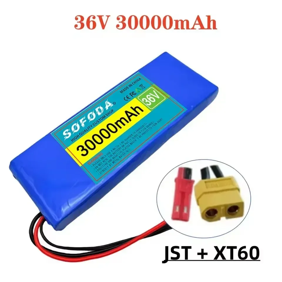 36v 10 s 1p accupakket 18650 30ah oplaadbare lithium-ionbatterijen elektrische auto fiets scooter 20a bms 500w: Paars