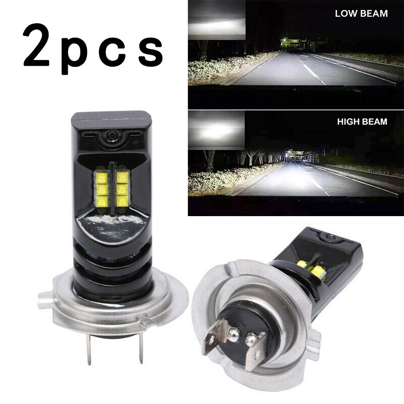 2 stk 6000k 55w 15000lm hvide  h7 led pære canbus bil forlygte tågelygter
