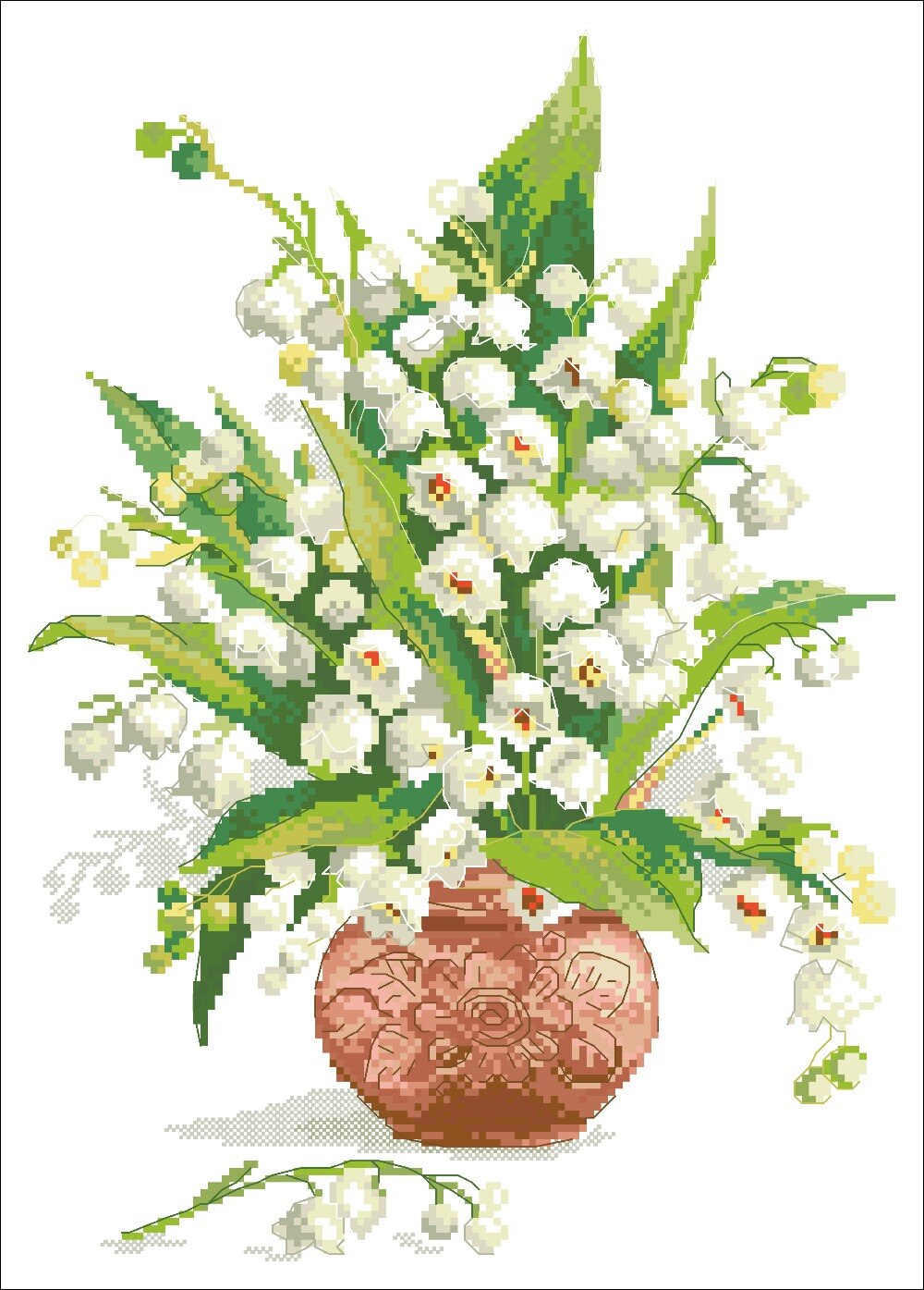 Liljekonvalj blommor korsstygn paket 18ct 14ct 11ct tyg bomullstråd broderi gör-det-själv handgjort handarbete