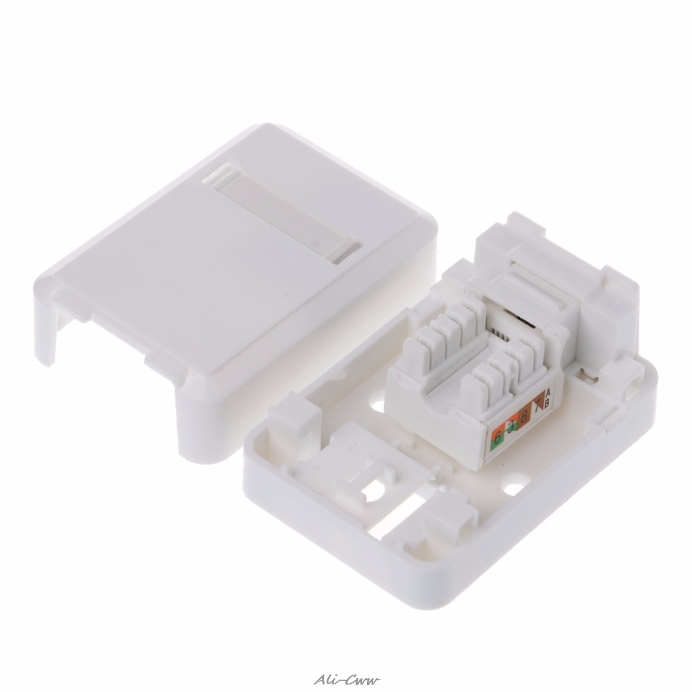 RJ Box with Cat6 Module Desktop Box Single-port Panel for RJ45 RJ11 AMP-mount network connector