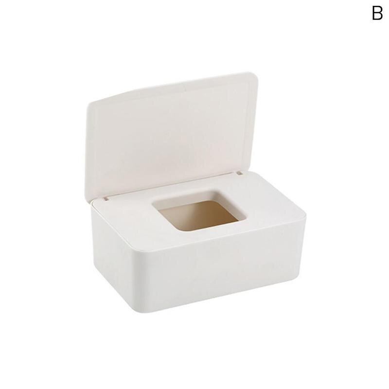 Simplicity Wet Tissue Box Desktop Seal Wipes Paper Storage Box Household Plastic Dust-proof With Lid Tissue Box For Home Of H3s4: white