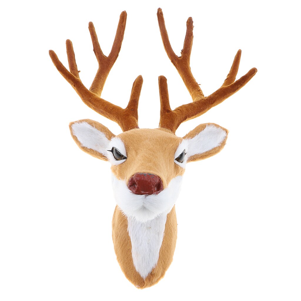 Faux Fur Deer Head Model, Animal Head Wall Sculpture, Home Decoration Handicraft