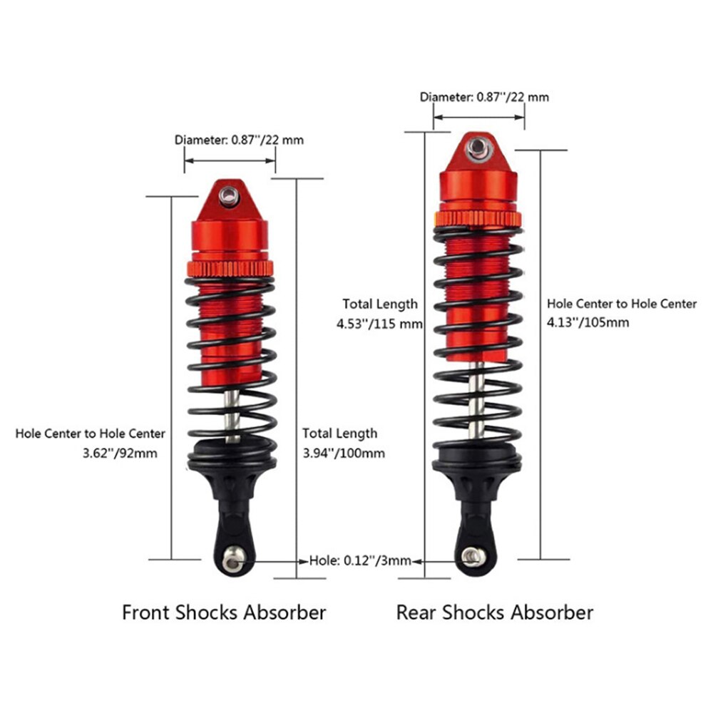 Amortisseurs à ressorts métalliques avant et arrière, pour modèles Traxxas Slash 4x4 4x4 727 RC, 4 pièces/paquet