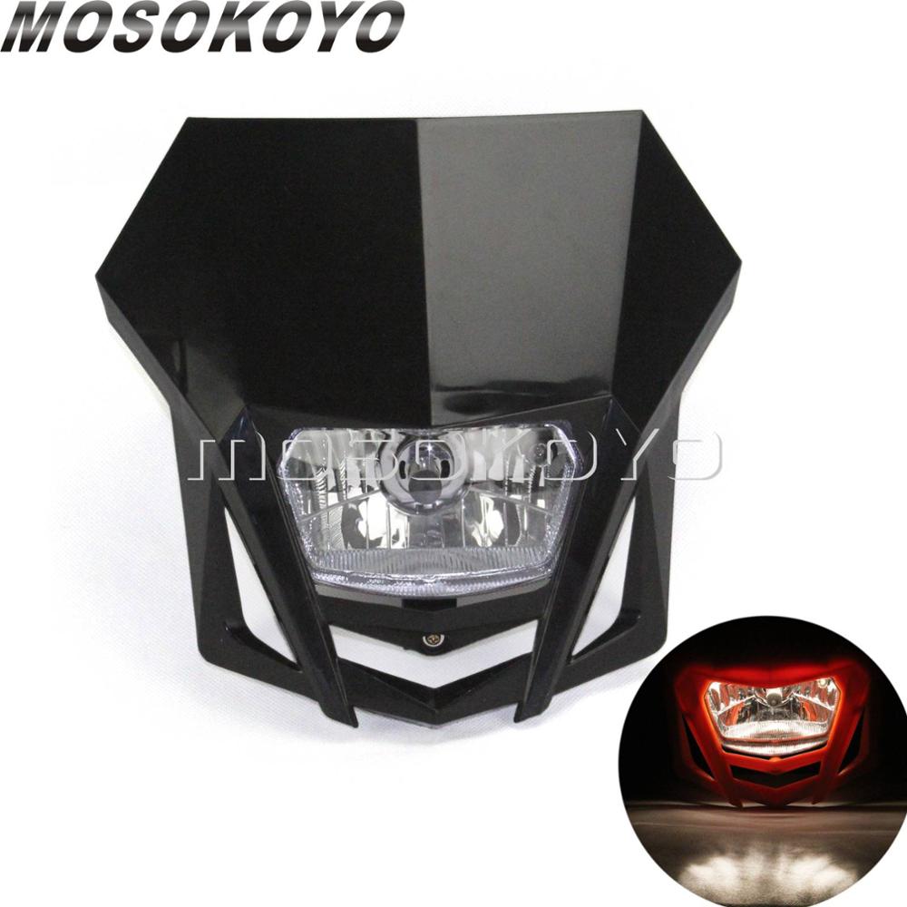 MX Enduro Headlight Pit Dirt Bike Front Lights for Kawasaki KLX150 KX65 KX85 Dual Sport Head Light: black