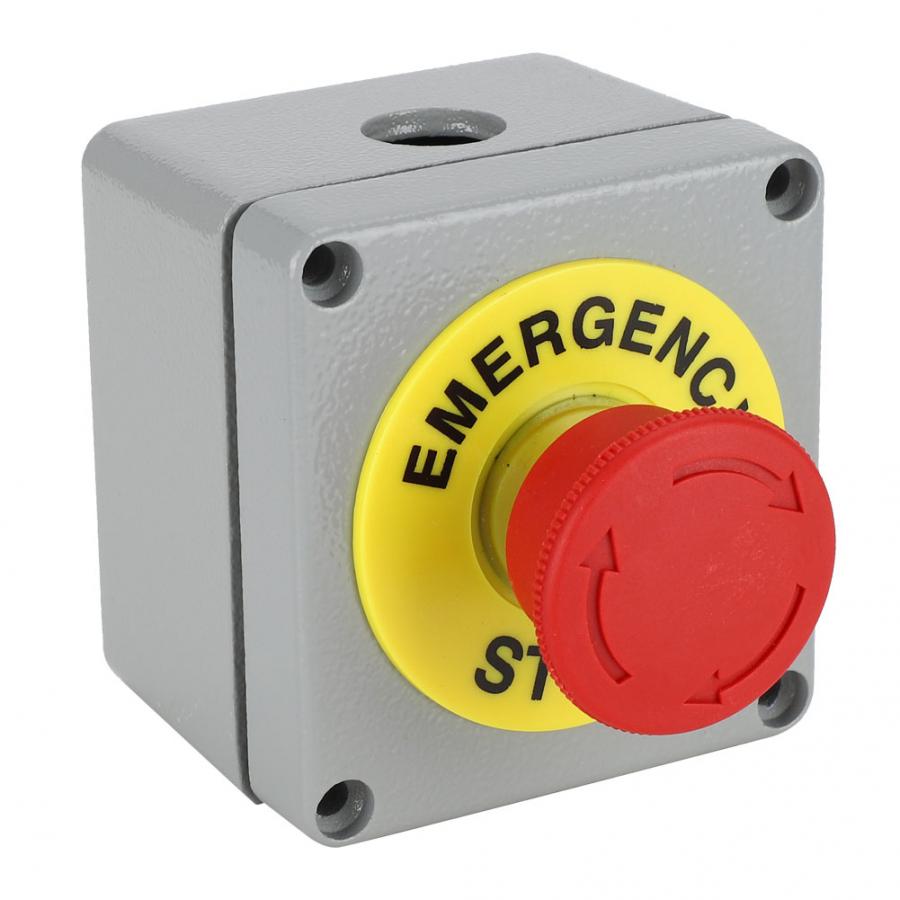 Switch Box 1 Button Emergency Stop Control Operation Box IP66 Dustproof Waterproof 80x75x60 Push Button Switch