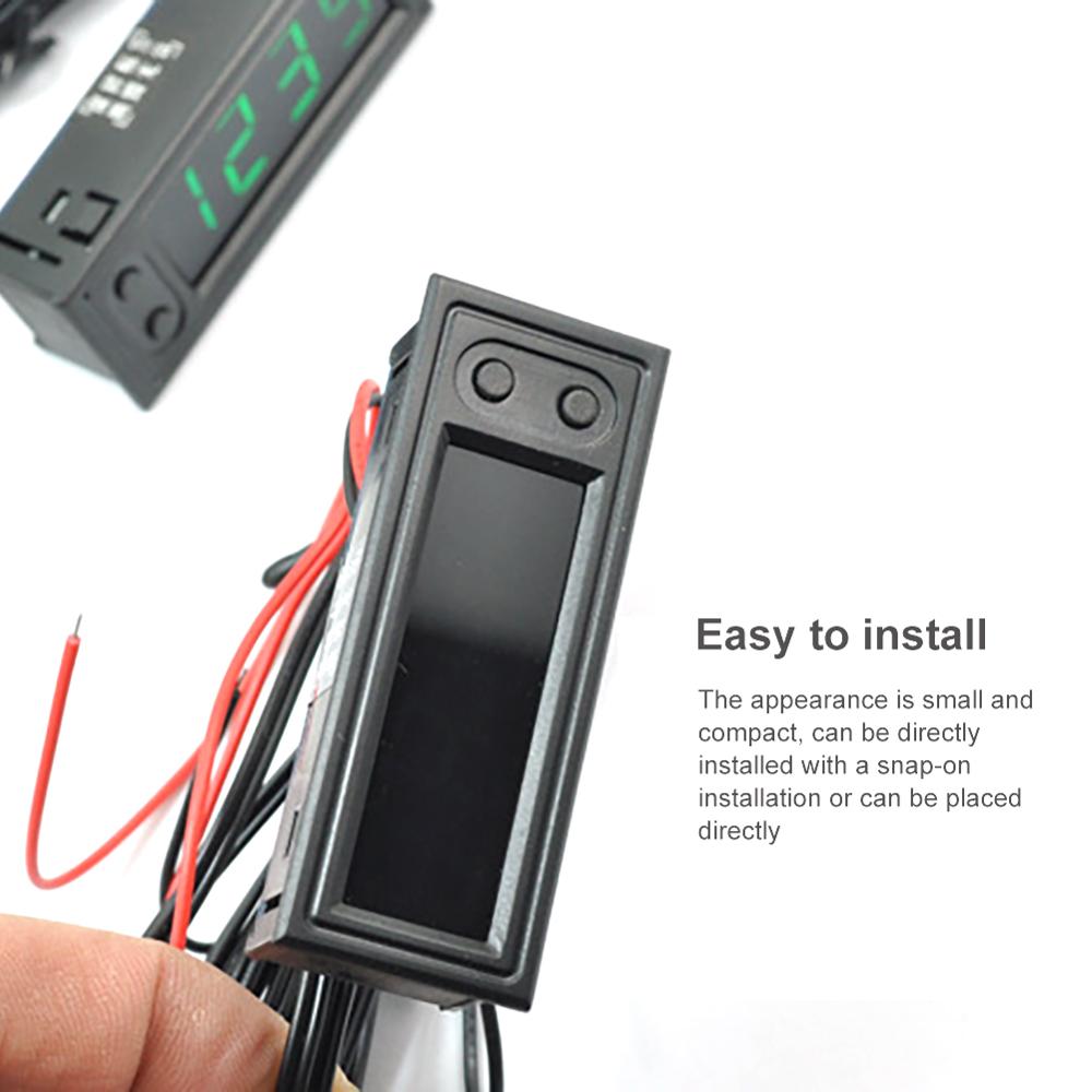 DC 12V Multifunction High-precision Clock Inside and Outside Car Temperature Battery Voltage Monitor Panel Meter