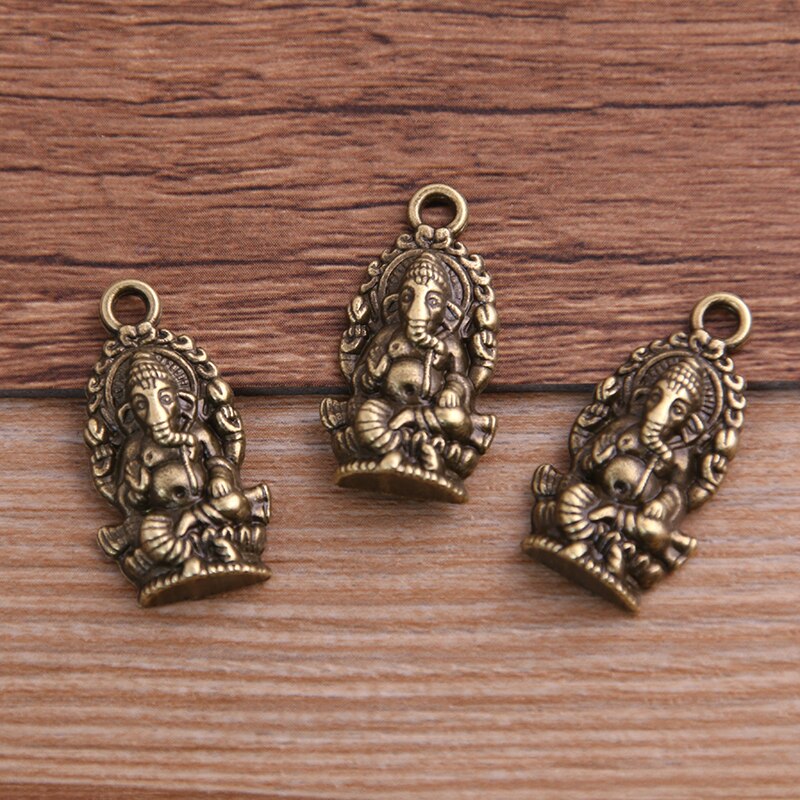 10PCS 14*27mm Elephant Buddha Pendant Three Color DIY Retro Jewelry Bracelet Necklace Charms Pendant