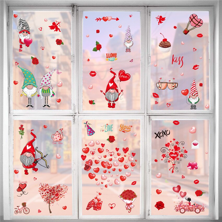 Valentine's Day Love Window Sticker Heart Wall Sticker Cabinet refrigerator Home Decor Decals glass/door wallpaper Decor