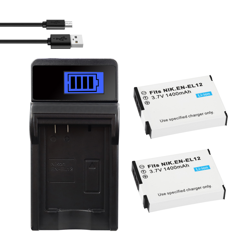 Batería EN-EL12 EN EL12 de 1400mAh para Nikon CoolPix S610 S610c S620 S630 S710 S1000pj P300 P310 P330 S6200 S6300 ENEL12: Rosa
