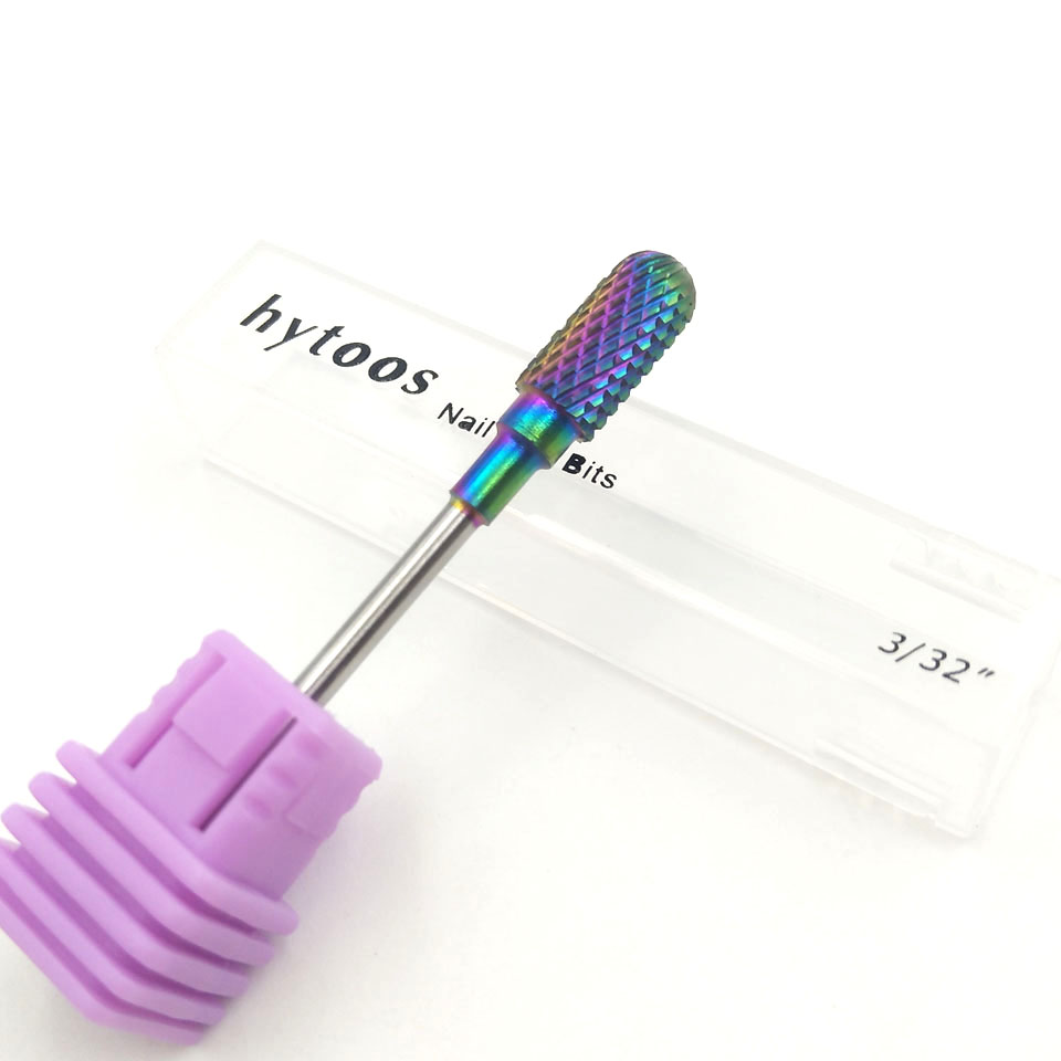 HYTOOS-brocas de carburo de tungsteno con recubrimiento de arco iris, 5 tipos, para manicura, accesorios, fresa