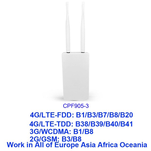 Yizloao vandtæt udendørs 4g cpe router 150 mbps cat 4 lte routere 3g/4g sim-kort wifi router til ip kamera / udendørs wifi coverag: Cpf 905-3