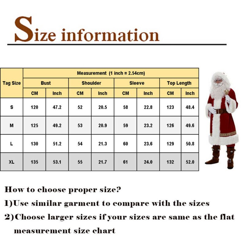 Xmas Santa Claus Cosplay Costumes Adults Men Women Suits Cosplay Christmas Fancy Dress Party Outfits 6Pcs