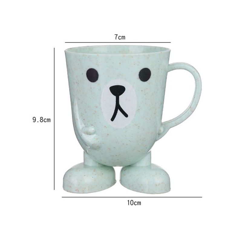 Cute Wheat Straw Cartoon Toothbrush Cup Bathroom Tumbler Mouthwash Travel Toothbrush Holder Cup