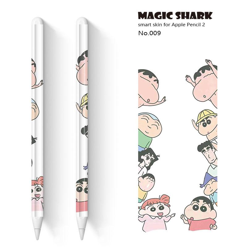 Magic Shark 2pcs/lot for Apple Pencil 2 Stickers Scratchproof Cute Cartoon Ultra Thin Stickers Touch Stylus Pen Sticker Paper: 009
