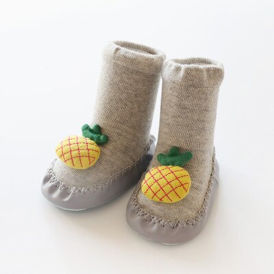 tricot fait à la main dessin animé polaire neige bottes pour bébé fille garçon anti-silp Prewalker chaussons bébé chaussures 0-24 mois: Gris / 12cm