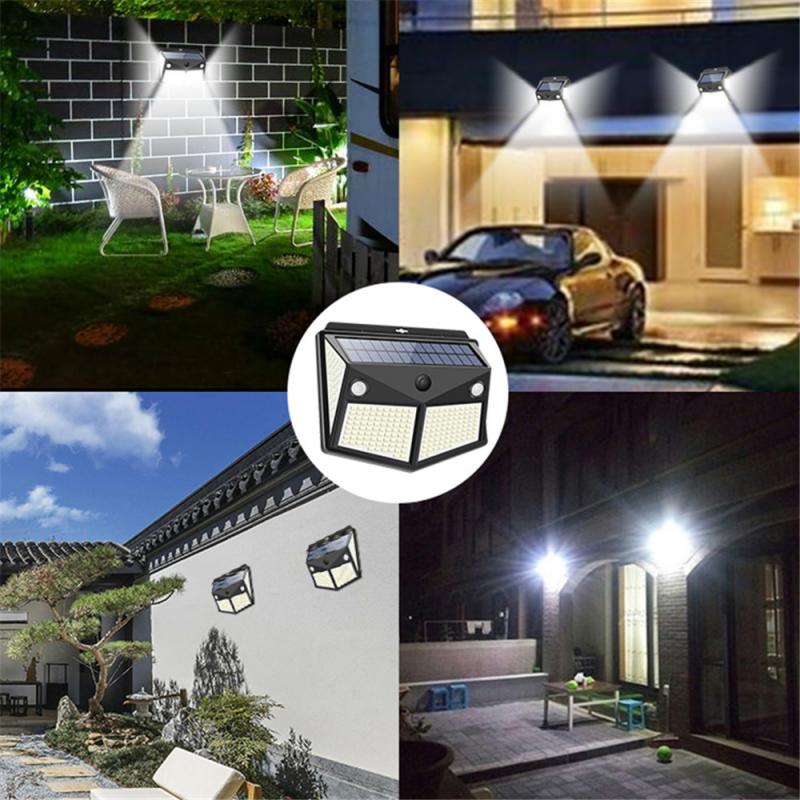 160/260 Led Solar Light Outdoor Solar Lamp Zonne-energie Zonlicht Waterdichte Pir Motionsensor Straat Licht Voor Tuin Decoratie