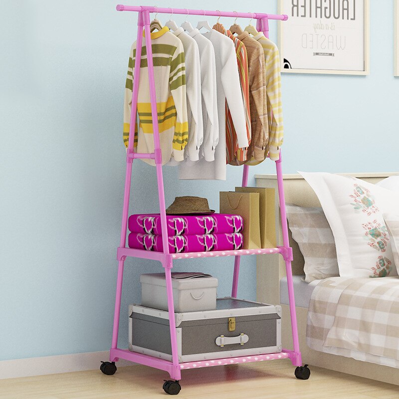 Eenvoudige Driehoek Kapstok Rvs Mobiele Verwijderbare Kleding Opknoping Magazijnstelling Hanger Vloer Stand Kapstok Met Wiel