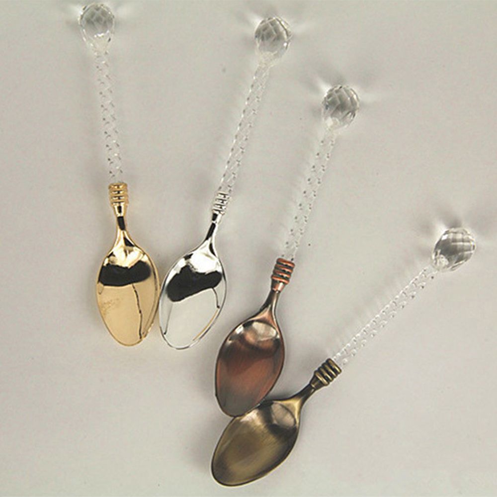 Cuchara de té de mango de cristal cuchara de helado cuchara de postre cuchara para casa/bar cubiertos de estilo real