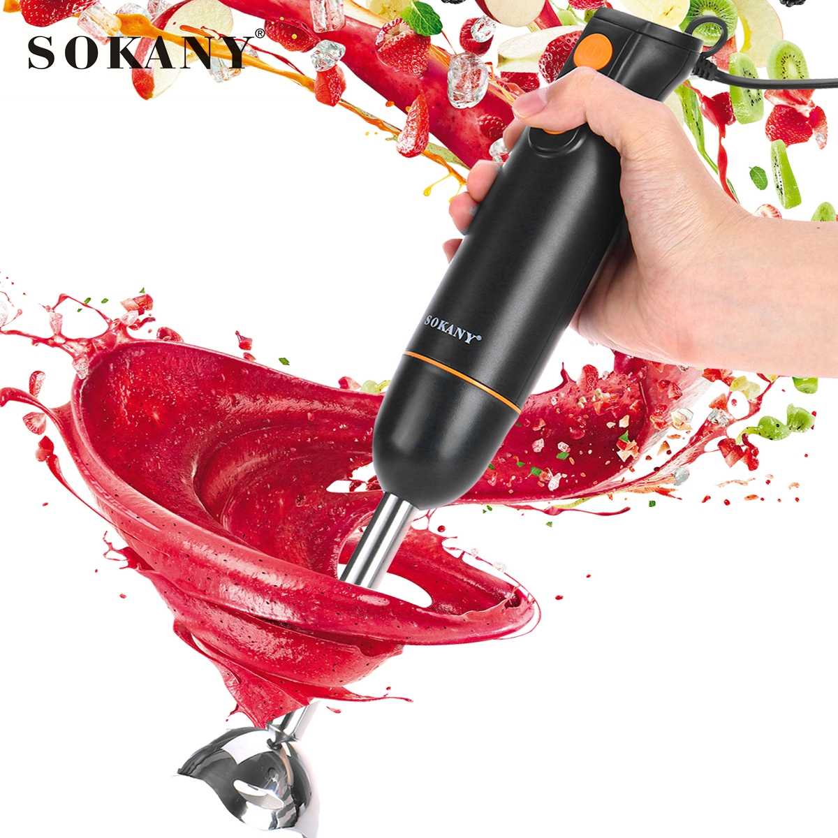 SOKANY 2 Speeds Hand Blender Electric Food Blender Mixer Kitchen Detachable Hand Blenders Egg Beater Vegetable Stand Blend