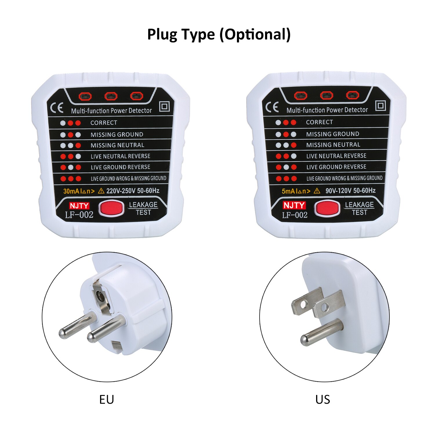 Voor njty elektrische stopcontact tester live aarddraad testen polariteitsdetector muur us stekker stroomonderbreker zoeker elektrische lektest