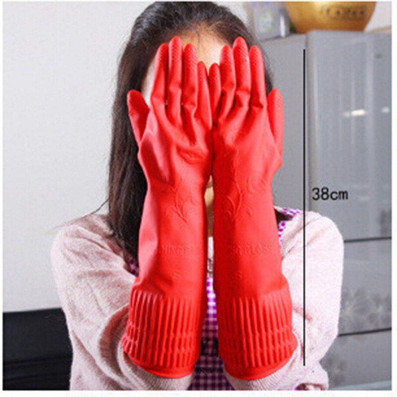Guantes de látex de goma para lavar platos de limpieza, manoplas impermeables de manga larga, herramienta para invierno, cálido, tq
