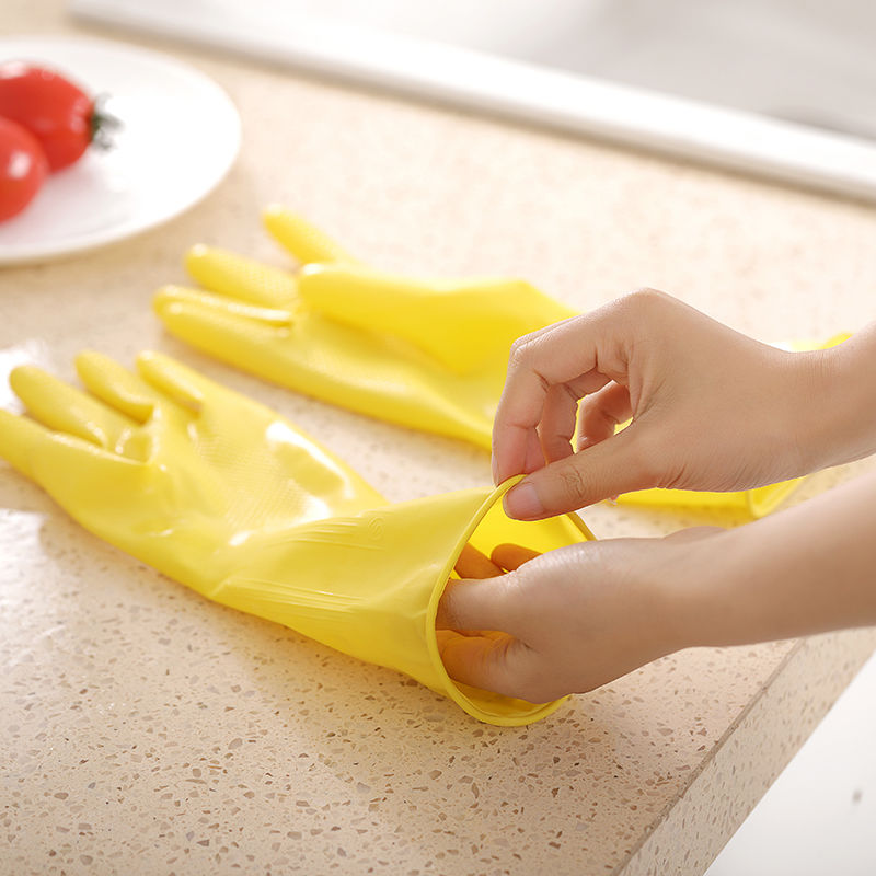 Guantes de látex de goma gruesa para mujer, manoplas de protección de trabajo de plástico resistentes al desgaste, resistentes al agua, para lavar platos, Invierno