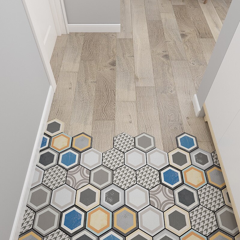 Pvc dørmåtte silke loop dørmåtte geometri kan skæres nordisk stil værelsestæppe hjem indgangsdør måtte: E / 60 x 90cm