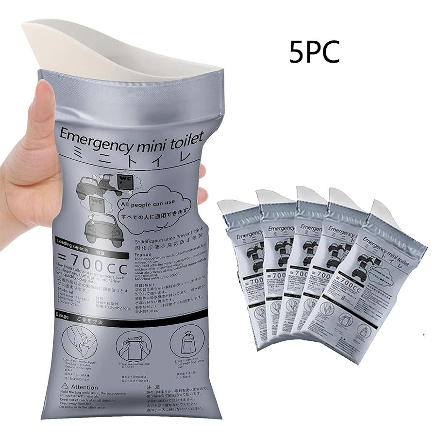 Urinpåsar för utomhusbruk (700ml (1/8/12/20- pack) - bärbar engångstoalett för camping, resor, trafikstockningar - unisex: Svart