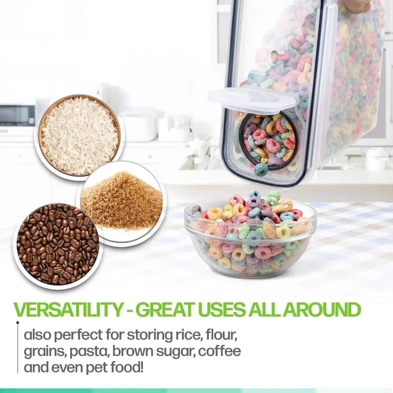 2PC Stackable Food Storage Container with Lid Kitchen Pantry Organization Box Clear Treat Box for Rice Cereal Dry Food Dispenser