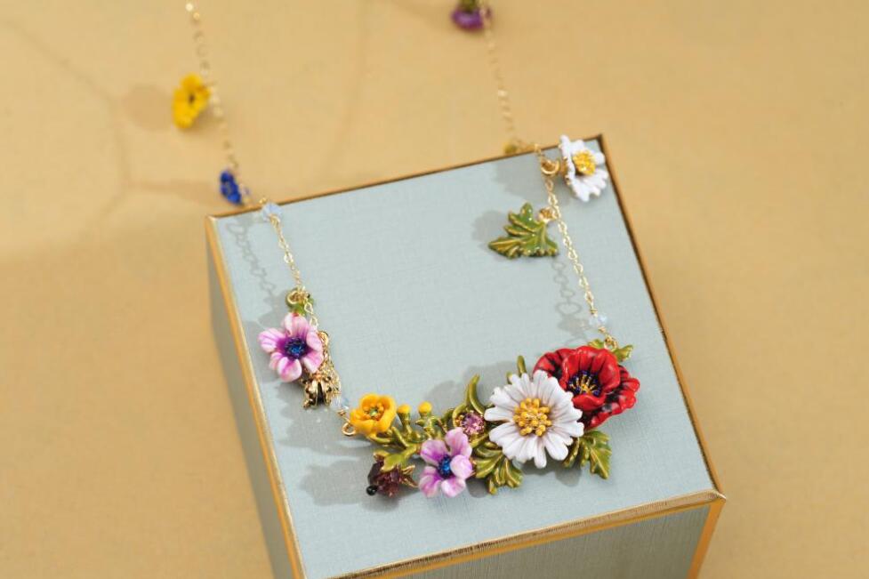 CSxjd Luxury women's jewelry Enamel Glaze flower necklace