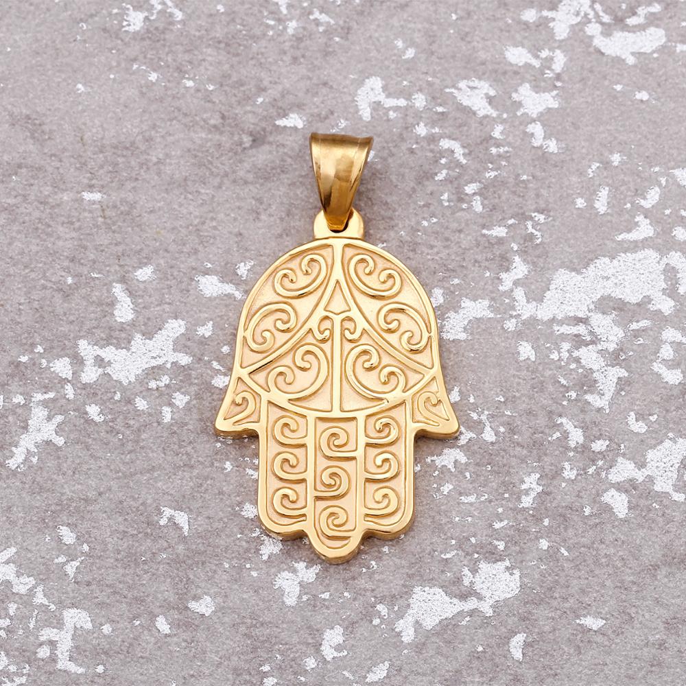 Gold Hamsa Hand Charm Pendant Stainless Steel