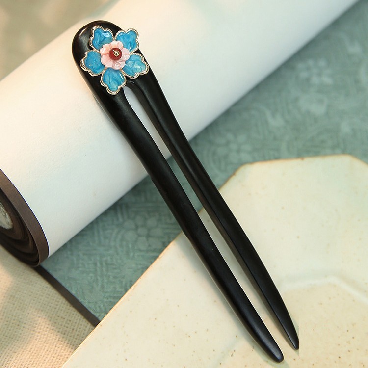 Palillos chinos simples para el cabello, horquillas de madera en forma de U para el cabello para mujer, accesorios para hacer moños, tocados de Retro: Plata antigua plateada