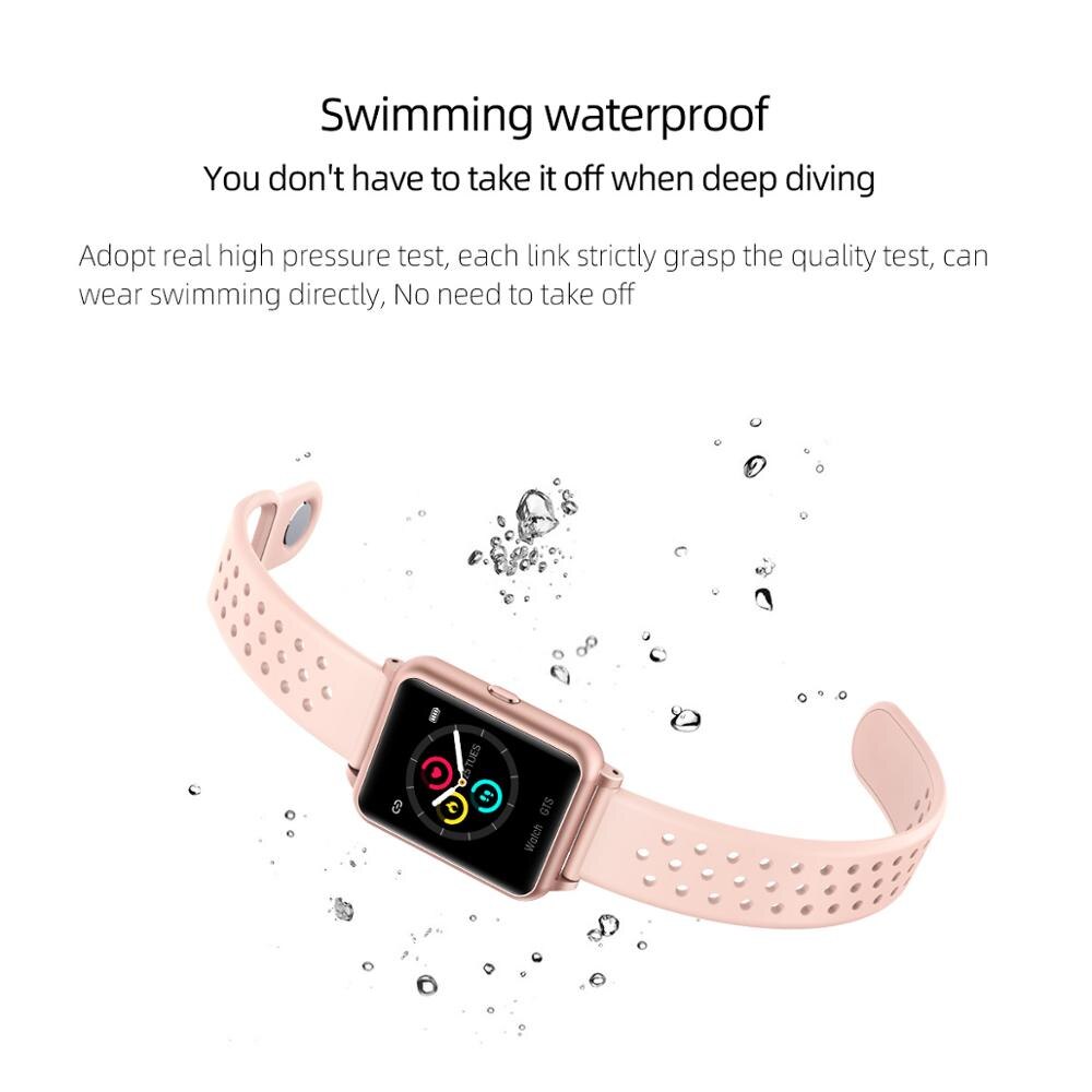 Usb bluetooth sportsur blod iltmåling monitor smart armbånd oxymeter puls oximeter sundhed oximeter ur: Lyserød