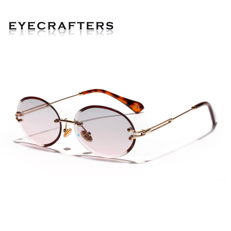 EYECRAFTERS Small Sunglasses Women Rimless Round Sun Glasses Women Shades Style Female Uv400 Retro Male