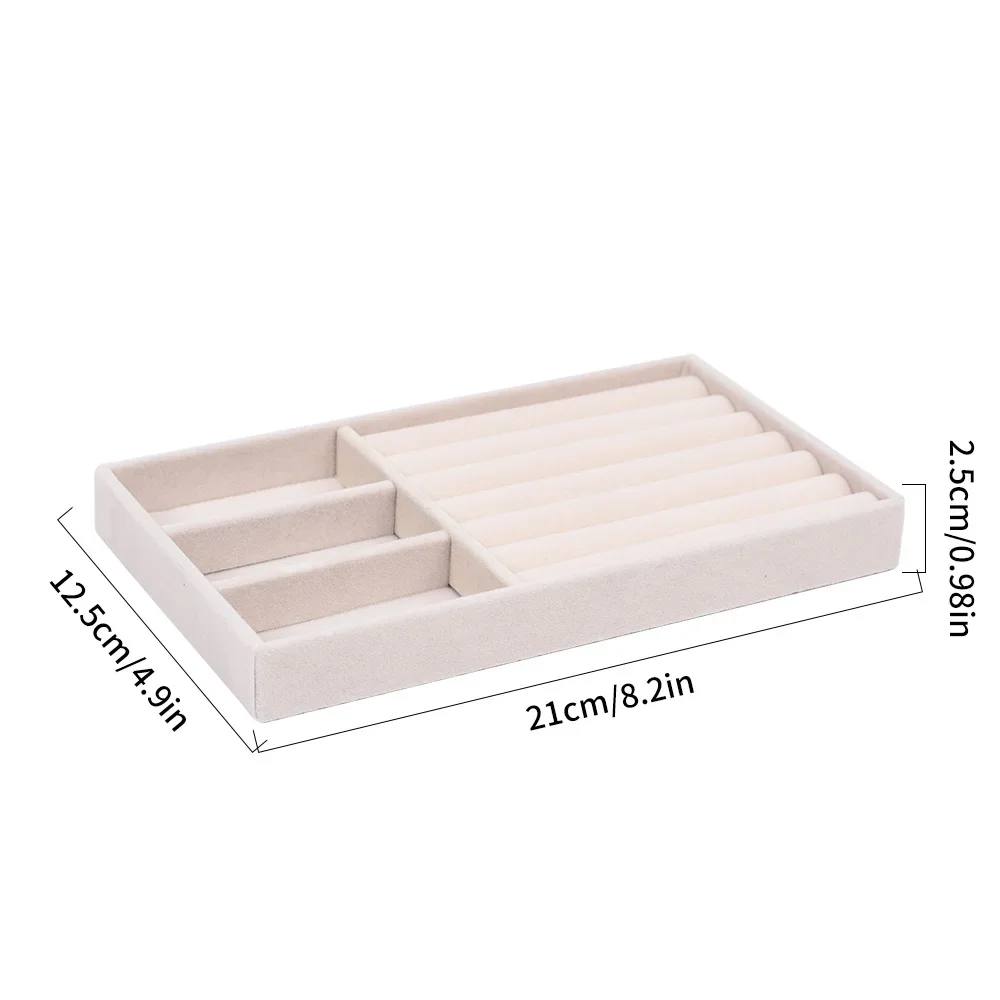 Samt Schmuck Vitrine fallen Armbinde Ohrring Ringe Kasten Organizer Aufbewahrung Halfter DIY stapelbare Schmuck Schublade Vitrinen: Weiß