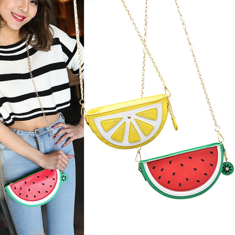 Pochette de soirée en forme Orange pastèque pour femmes, sacoche à chaîne de fruits, petits sacs à bandoulière pour femmes, B5, offre spéciale