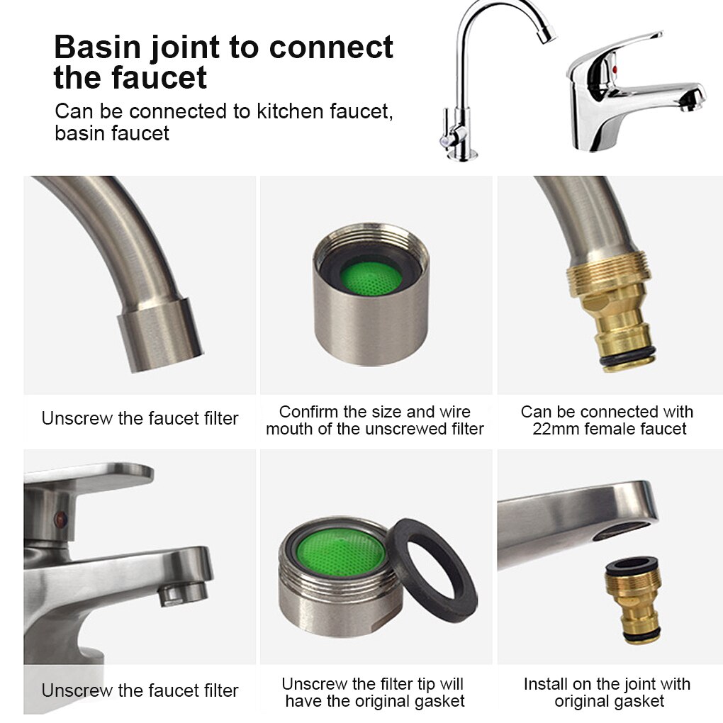Water Tap Connector Copper Alloy Pipe Adapter Household Tap Hose Connector for Kitchen Garden