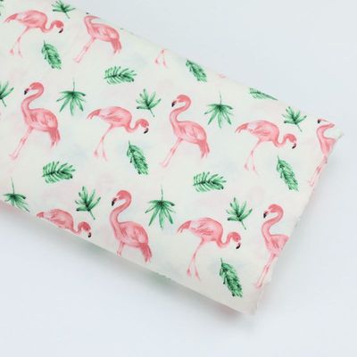 Flamingo print bomuld twill stof tekstil håndværk patchwork diy syning fedt sovesal fire sæsoner ark til baby & barn: Hvid / 50 x 40cm