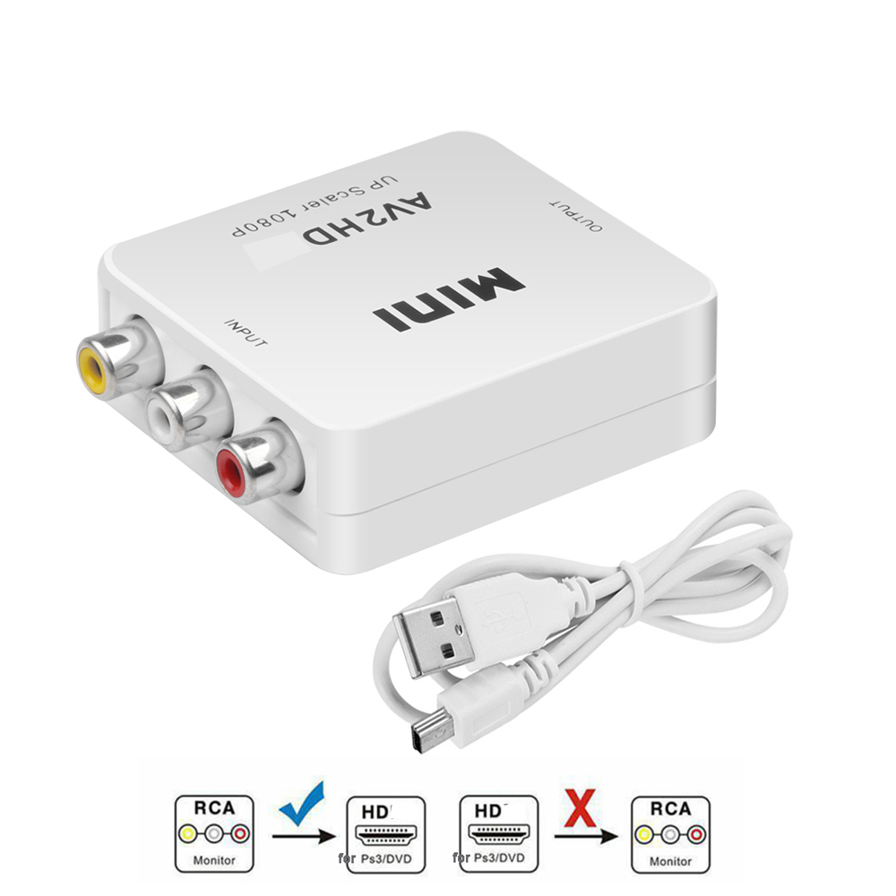 AV to HDMI-compatible Converter Full HD 1080P RCA Adapter Mini Composite CVBS to HDMI-Compatible AV2HDMI-Compatible Audio