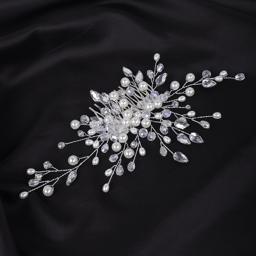 Zilveren Bruiloft Accessoires Voor Haarband Vrouwen Haar Kam Party Haar Sieraden Bruids Strass Haar Decoratie Haar Clips