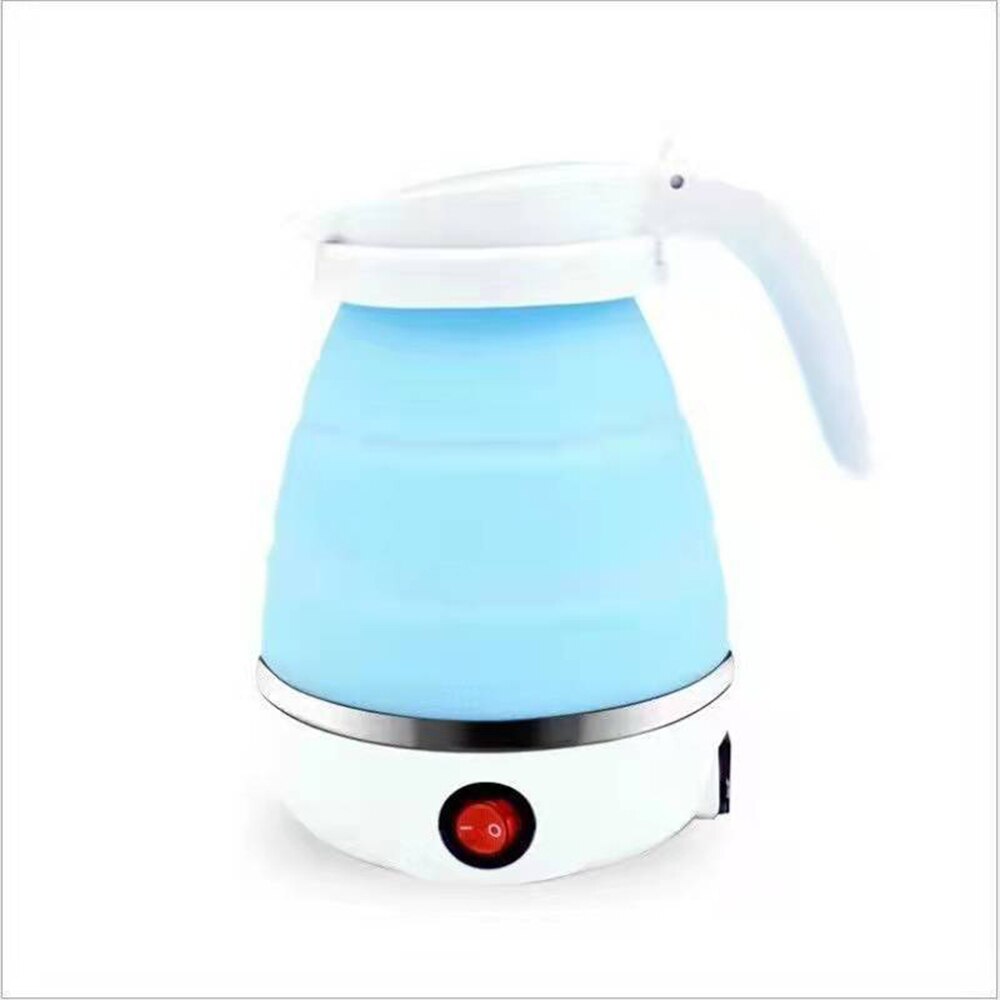 600ml Electric Foldable Silicone Water Kettles Leak Proof Portable Mini Home Coffee Milk Heated Retractable Teapot: Blauw