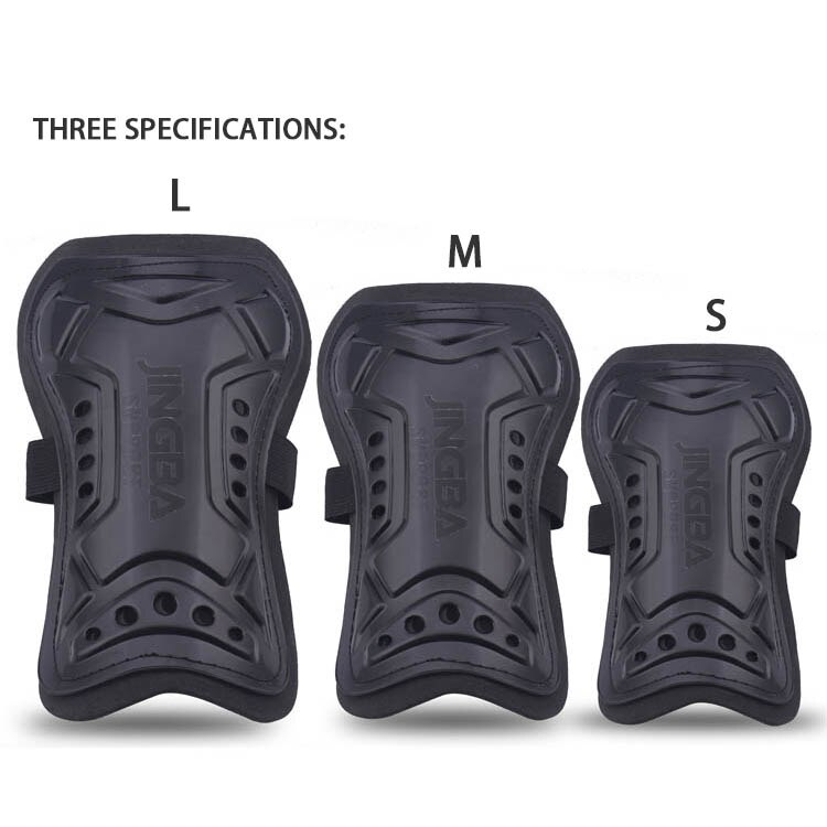 JINGBA SUPPORT Child/Adult soccer shin guards protege tibia football adultes shin protector adult football pads espinilleras de: Black / L(9.5cmx20cm)